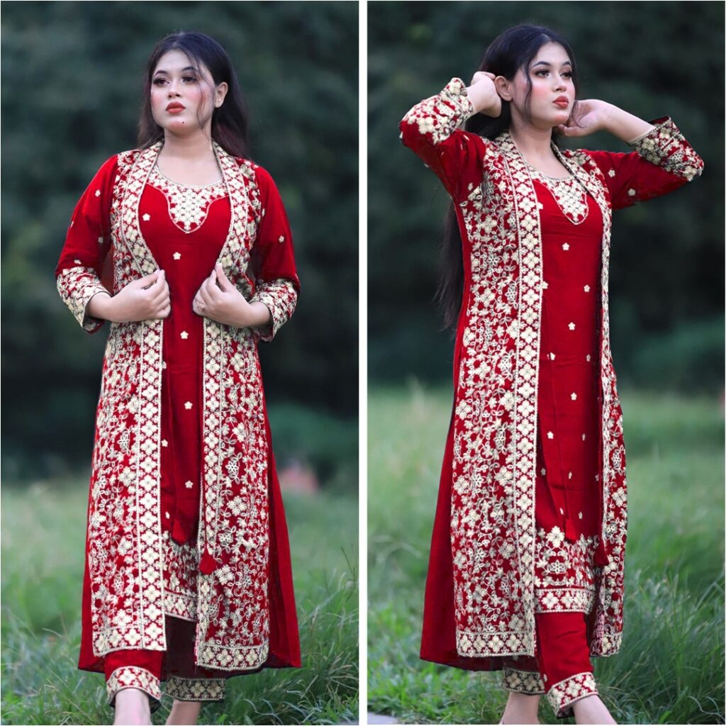 Soft Georgette With Embroidery Work Koti