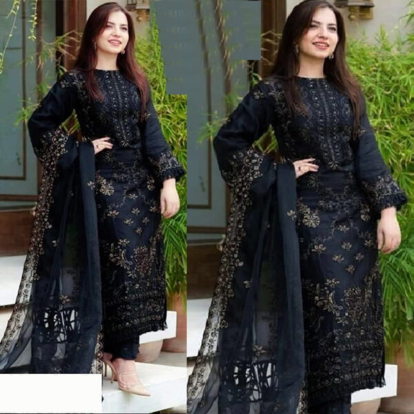 Body: Soft Georgette Design Work: Embroidery Sleeve: Georgette With Embroidery Dupatta: Georgette Salwar & Inner: Butterfly Semi –Stitched Unreadymade Type: Replica Color: As same as picture