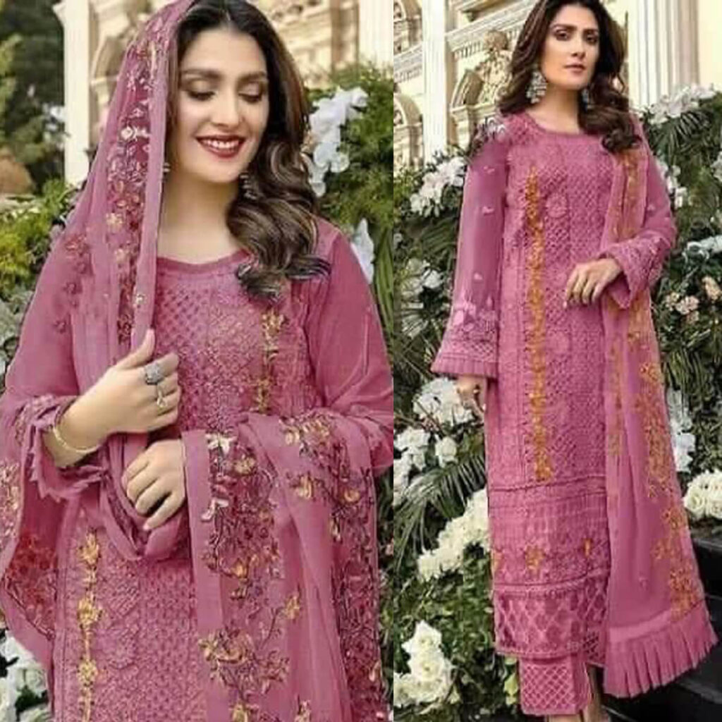 Semi –Stitched Soft Georgette Embroidery Work