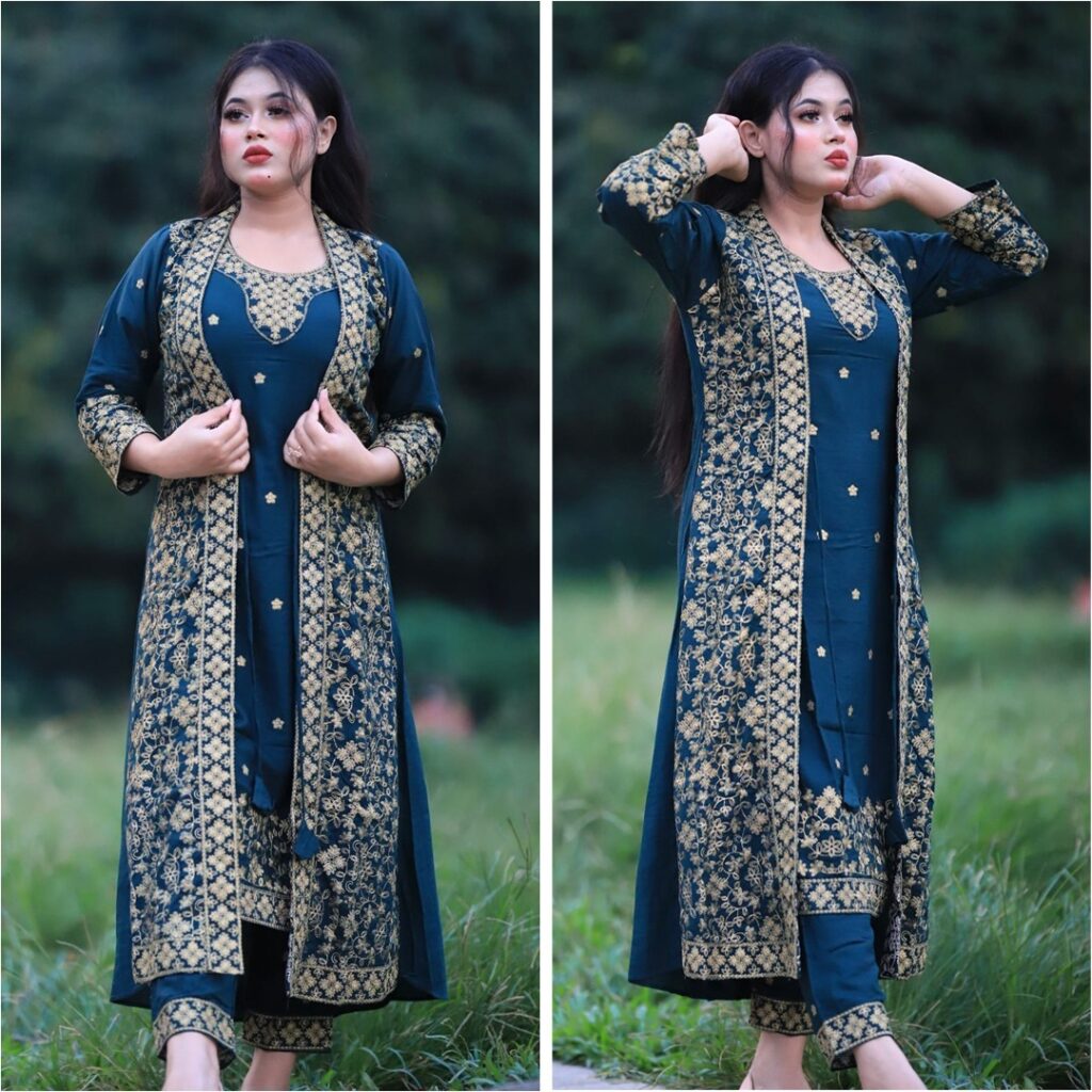 Soft Georgette With Embroidery Work Koti