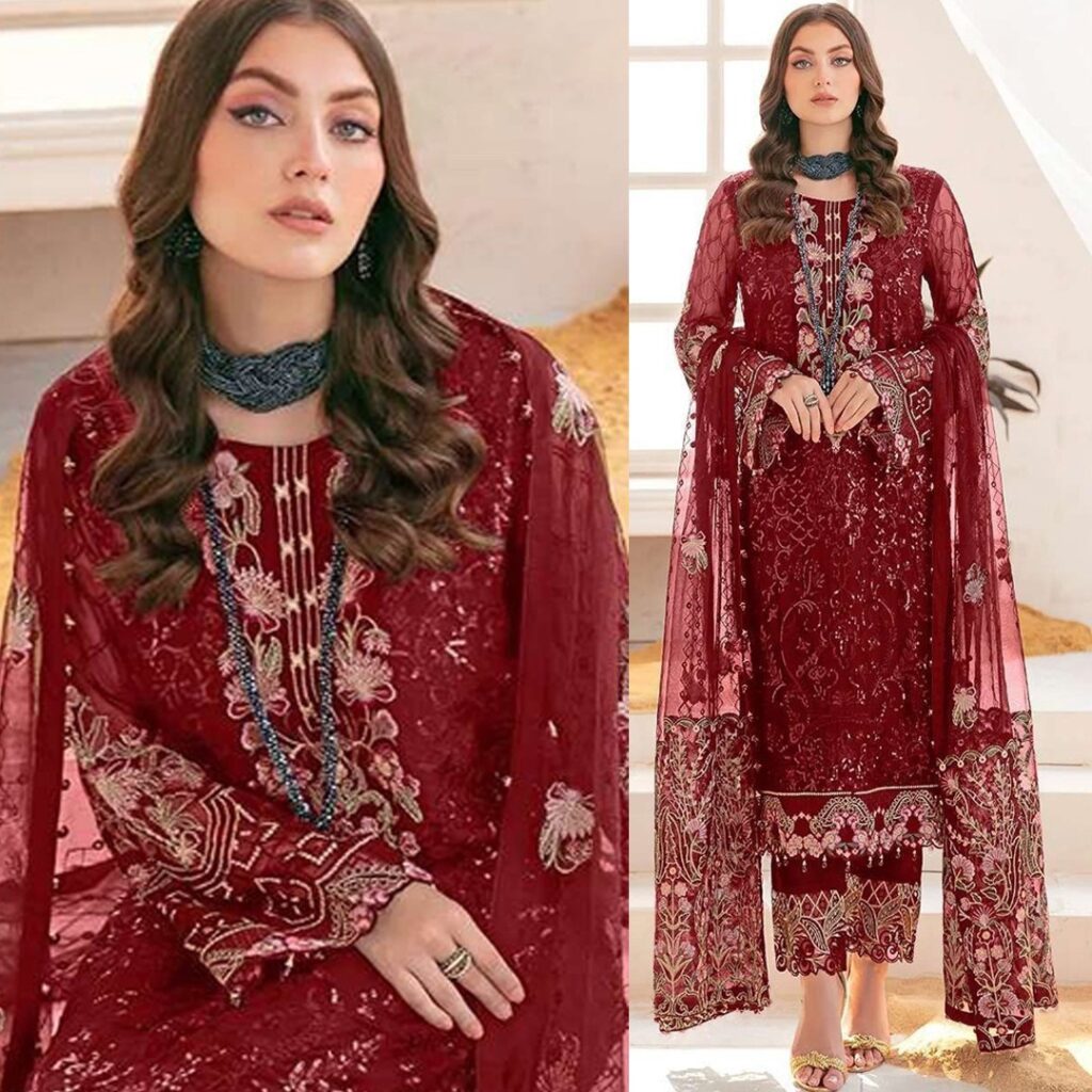 Soft Georgette & Embroidery With Sequence Work