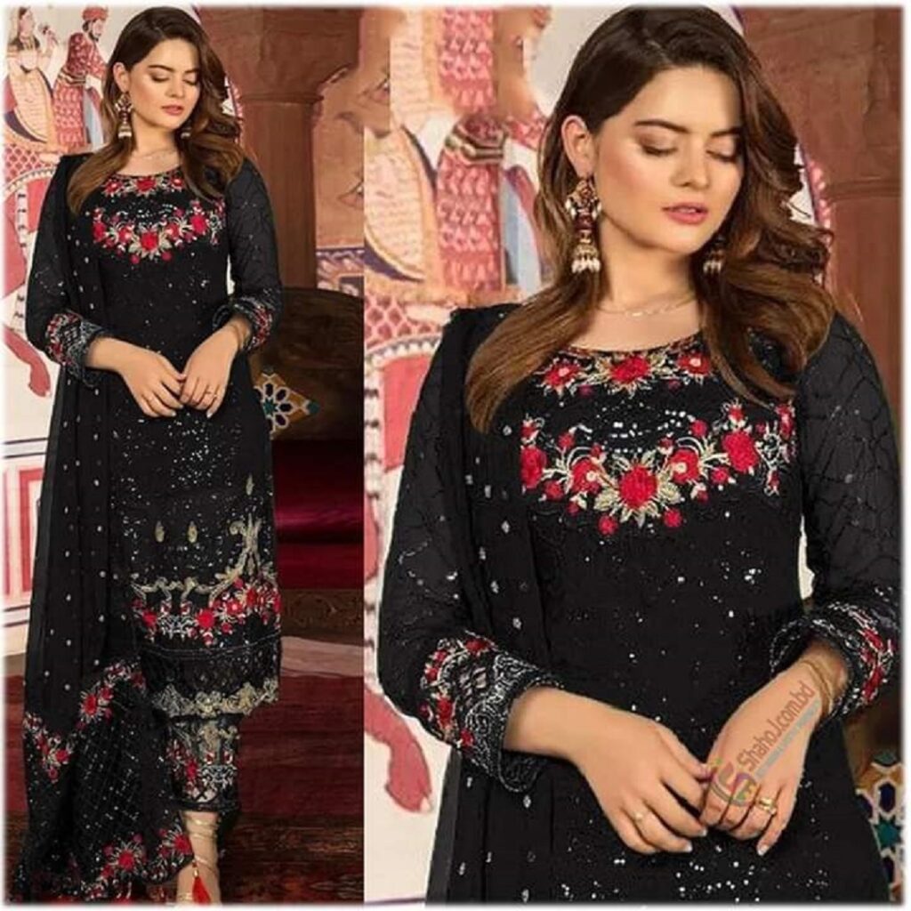 Soft Georgette & Embroidery With Sequence Work