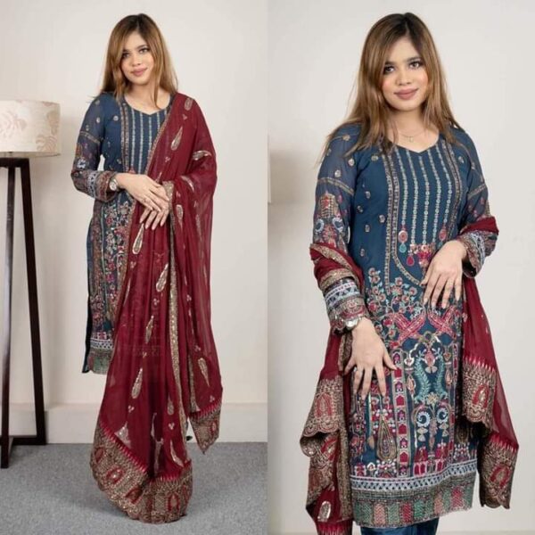 Soft Georgette & Embroidery With Sequence Work